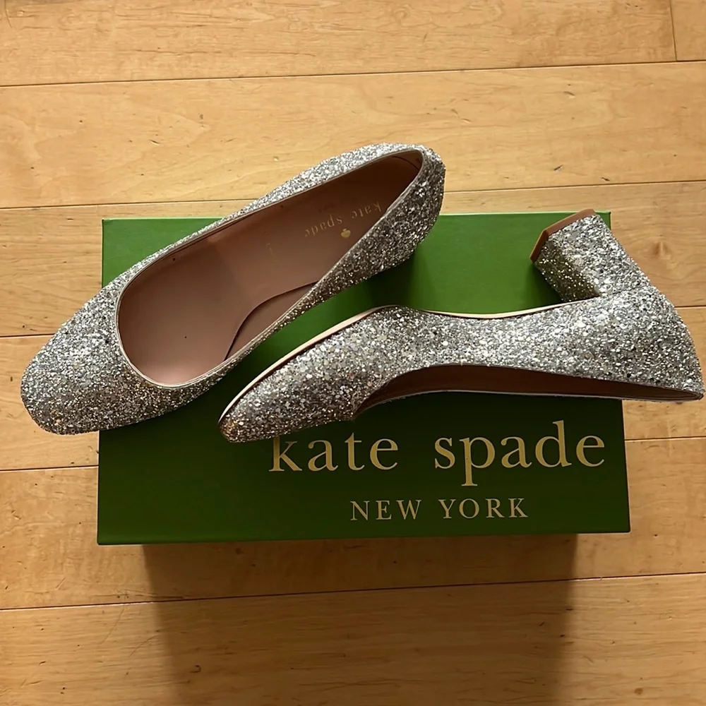 Kate Spade Dolores Silver Glitter Pumps - Gently worn, great condition! - Picture 1 of 6